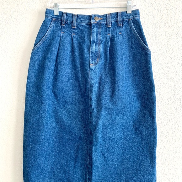Vintage 80s High Rise Denim Midi Skirt - Picture 8 of 11